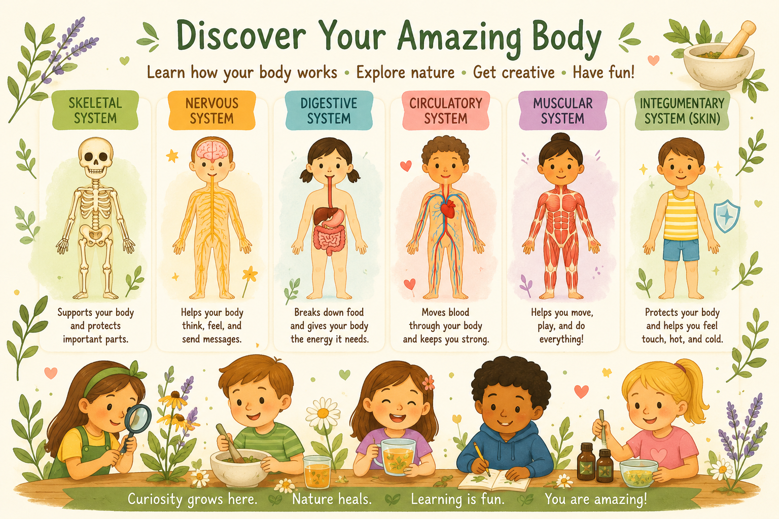 Youth learning about the body