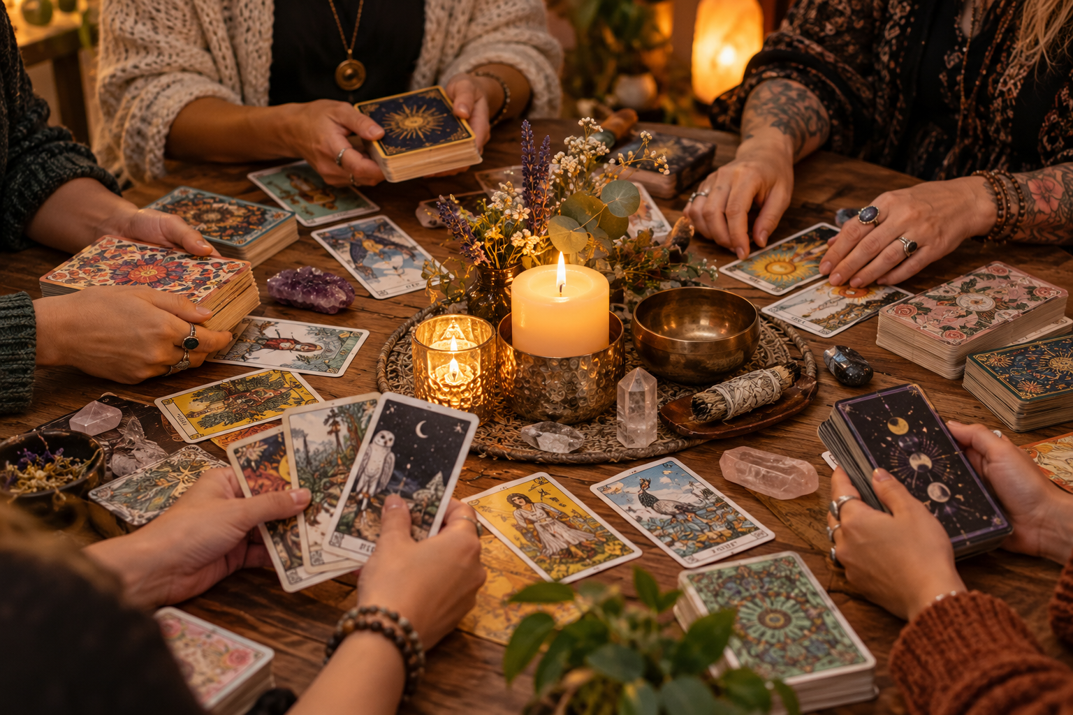 Major Arcana tarot cards arranged in a circle for the Medicine Hat Tarot Circle at Curious Nature Studio